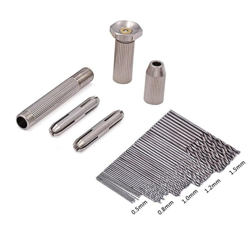 51pcs/set Mini Micro Aluminum Hand Drill With Keyless Chuck Twist Drill Bit Sets