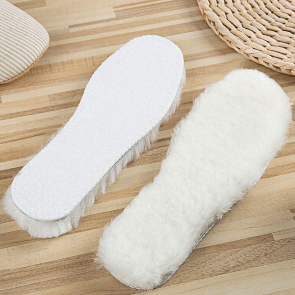 (white, 39) 1 Pair Natural Sheepskin Insoles Winter Real Fur Wool Insoles Men Women Warm Soft Thick Warm Cashmere Snow Boots