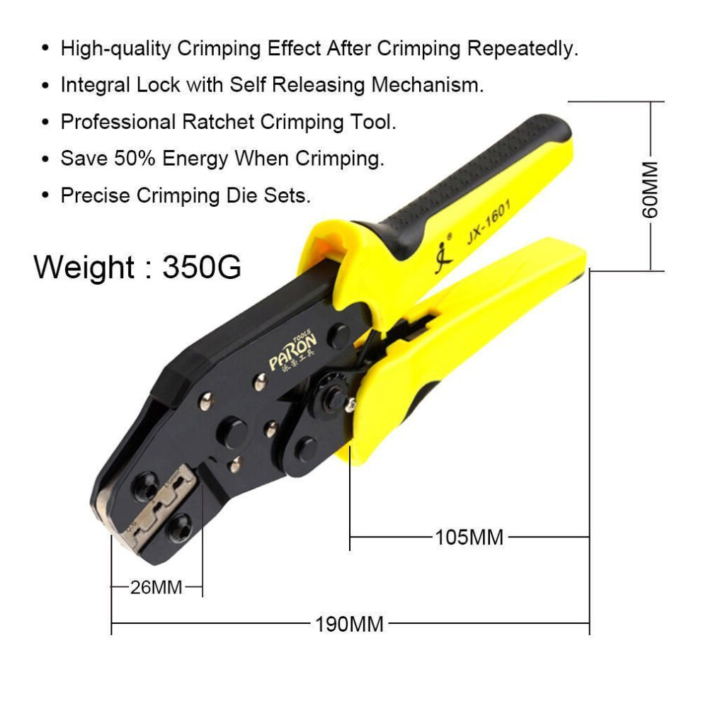 Wire Crimper Paron Professional Engineering Ratchet Terminal Crimping Pliers 3.96-6.3mm 26-16awg