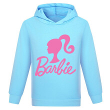 (Light Blue, 9-10 Years) Barbie Printed Hoodie Long Sleeve Hooded Sweatshirt Tops Girls Boys Casual Pullover Jumper Kids Birthday Gift