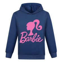 (Navy Blue, 7-8 Years) Barbie Printed Hoodie Long Sleeve Hooded Sweatshirt Tops Girls Boys Casual Pullover Jumper Kids Birthday Gift