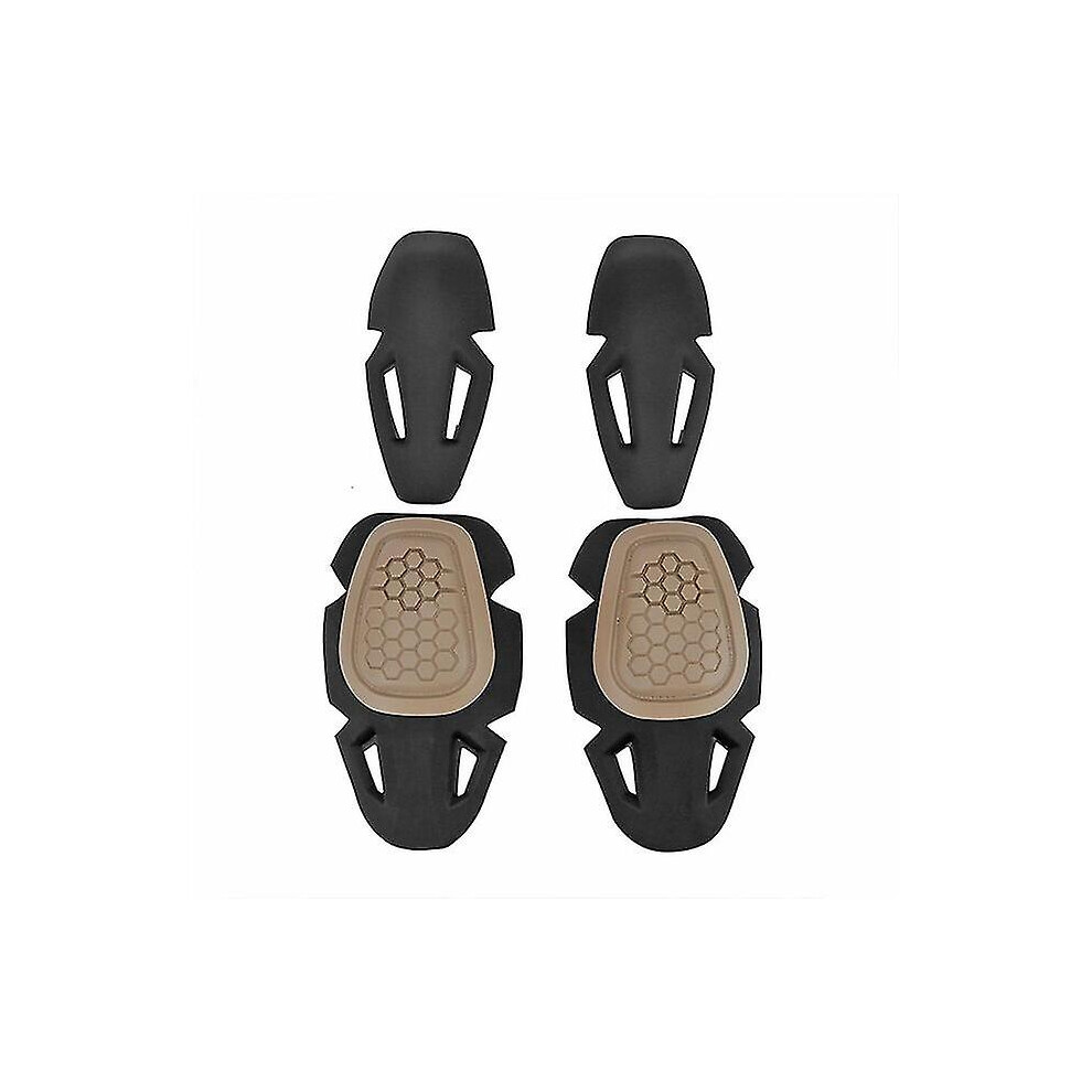 (Tan) Tactical Knee And Elbow Pads Protection Set For G4 Combat Uniform Paintball Hunting Airsoft Universal Sports Safety Accessories