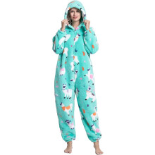 Women's Fleece Onesie Pajamas Animal One Piece Hooded Flannel Sleepwear Warm Fluffy Plush Pajamas