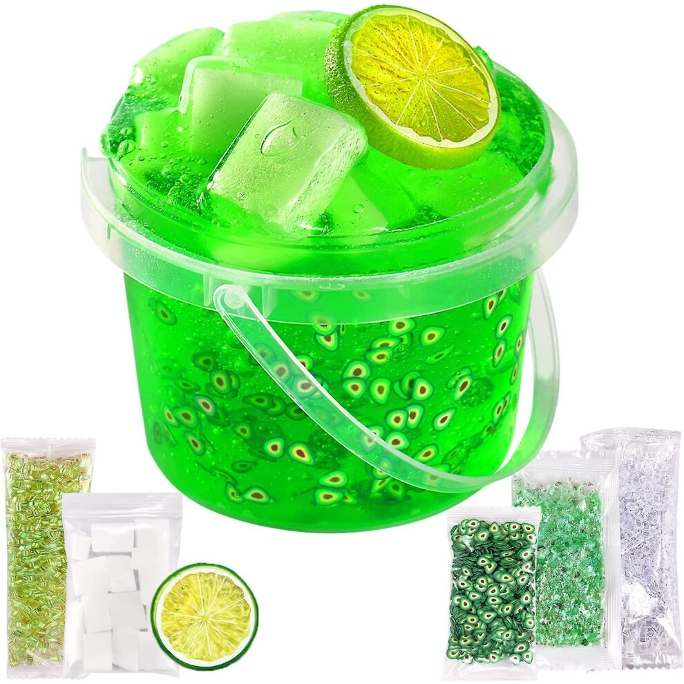 () Premade Crystal Slime Jelly Cube Glimmer Crunchy Slime, Includes 6 Sets Of Slime Add-Ins, Party Favors For Kids, Sensory And Tactil Green/Peach/Pink