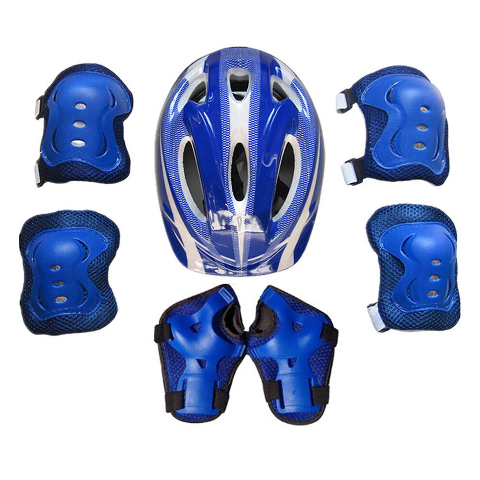 ( Blue) Sinknap Kids Children Roller Skates Bike Safety Helmet Knee Elbow Wrist Guard Pad Set Dark/Blue
