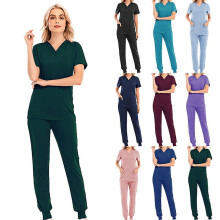 (Pink, XL) Women Medical Scrubs Doctor Uniform Trousers Set Nurse Dentist Hospital Suits