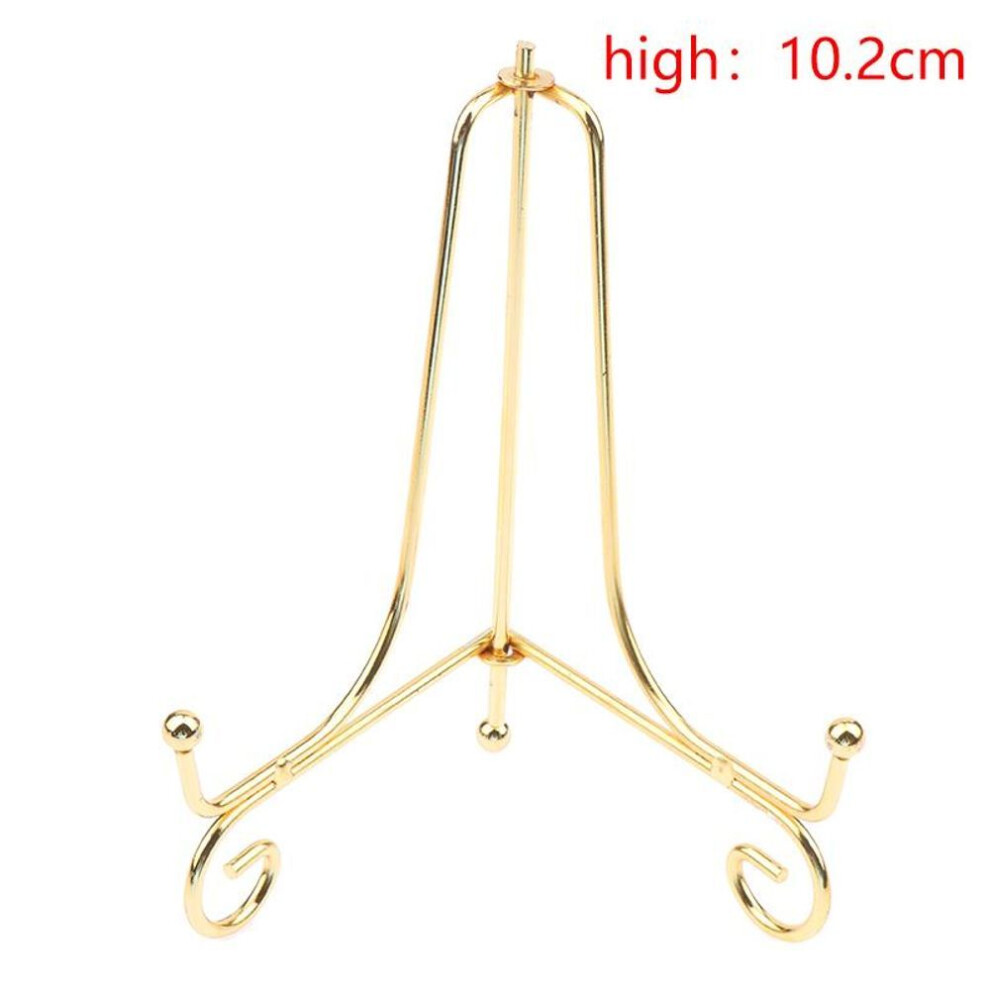 (10cm) Gold Iron Display Stand Craft Bracket Book Holder Photo Pedestal Bowl Dish Frame Picture Plate Rack Easel Storage Decoration