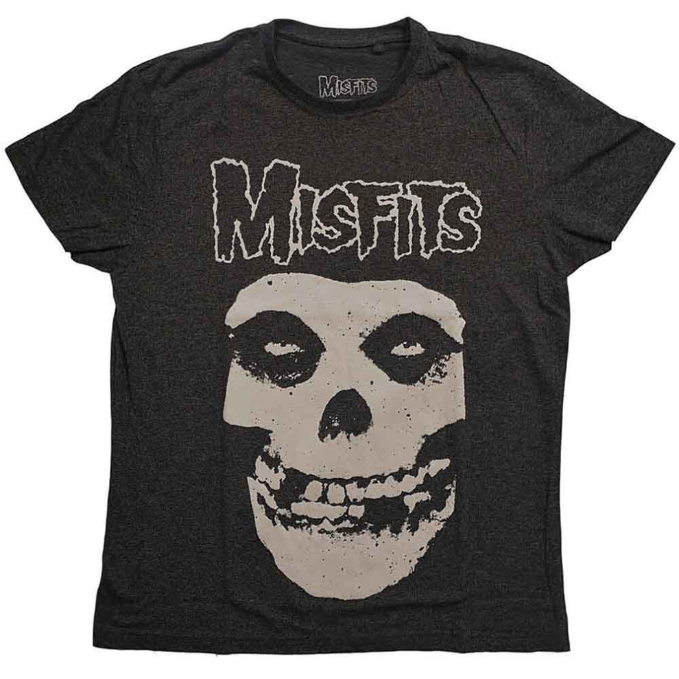 (XS, Black) Misfits Logo And Fiend Band Logo T Shirt