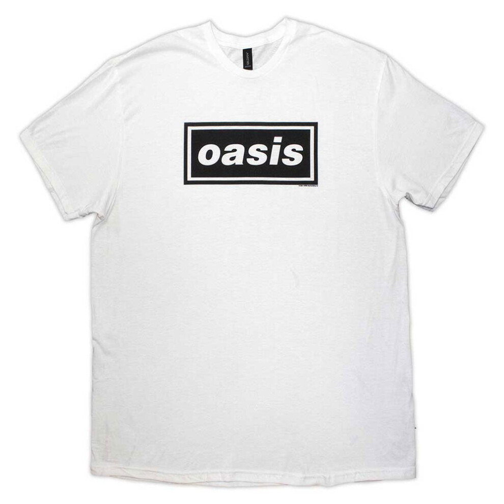 (M, White) Oasis Decca Band Logo T Shirt