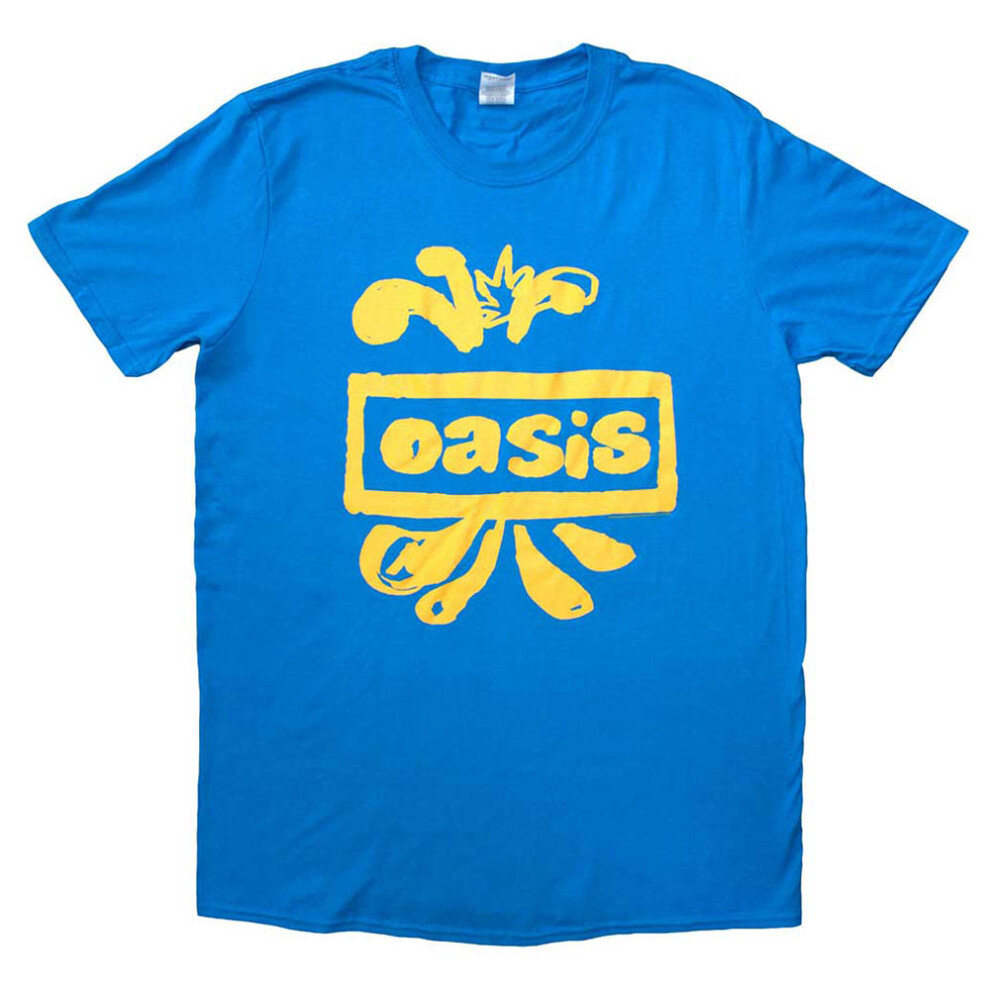 (XXL, Blue) Oasis Drawn Band Logo T Shirt