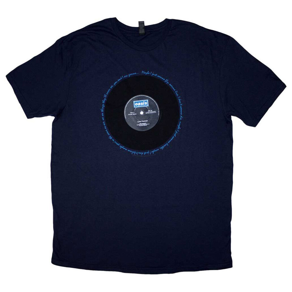 (XXL, Blue) Oasis Live Forever Single T Shirt