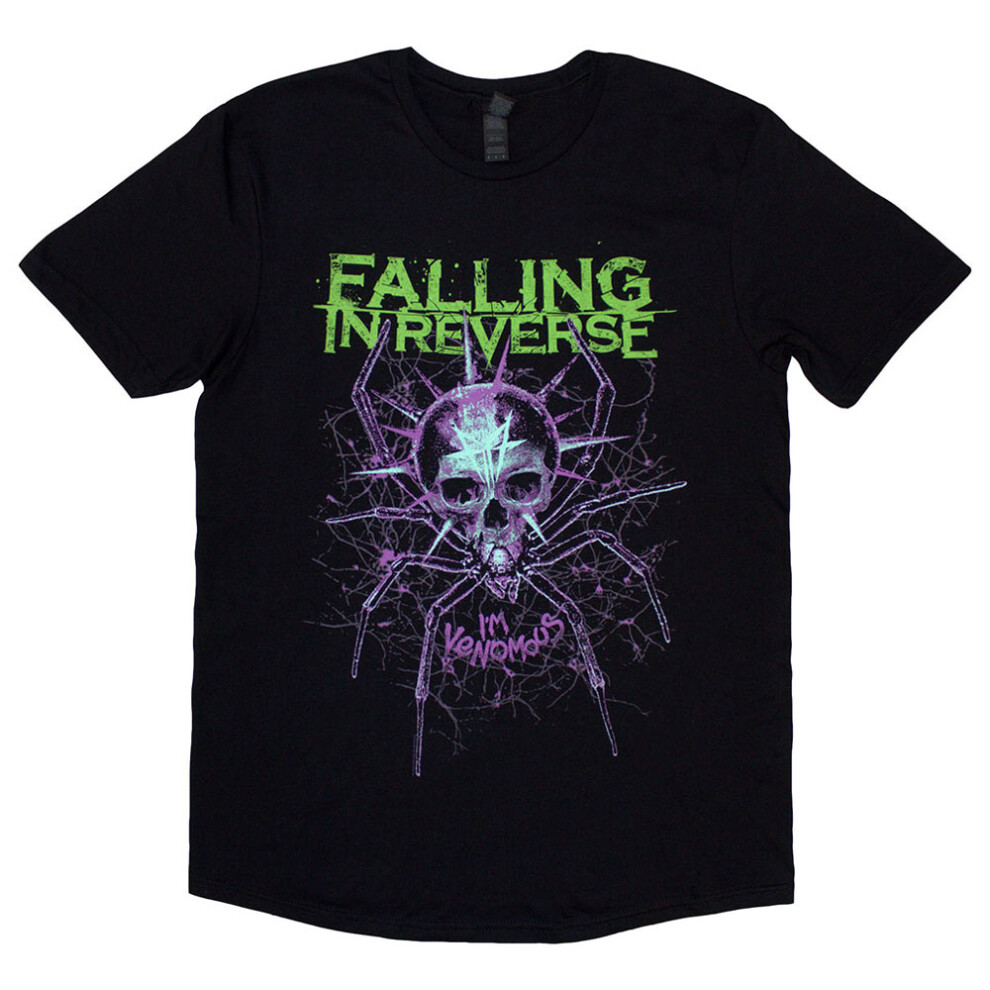 (L, Black) Falling In Reverse Spider Band Logo T Shirt