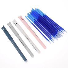 (Blue) 24pcs Animals Erasable Pen 0.5mm Erasable Pen Refills Rods Washable Stationery