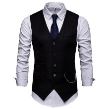 (Black, M) James Bond Gentleman Kingsman Vintage Waistcoat Outerwear Men's Slim Fit Costume Cosplay Party Vest Carnival