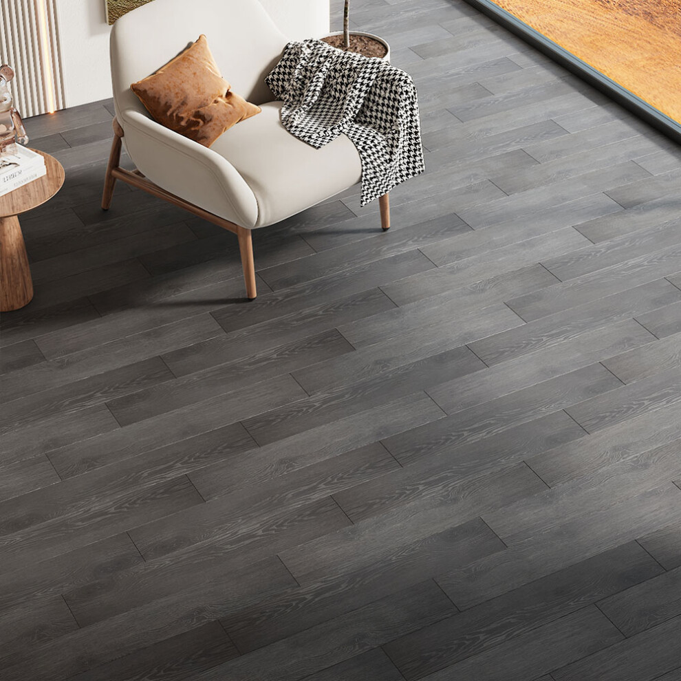 20Pcs 2.7㎡ Grey Wood Grain Thickened PVC Flooring Tiles