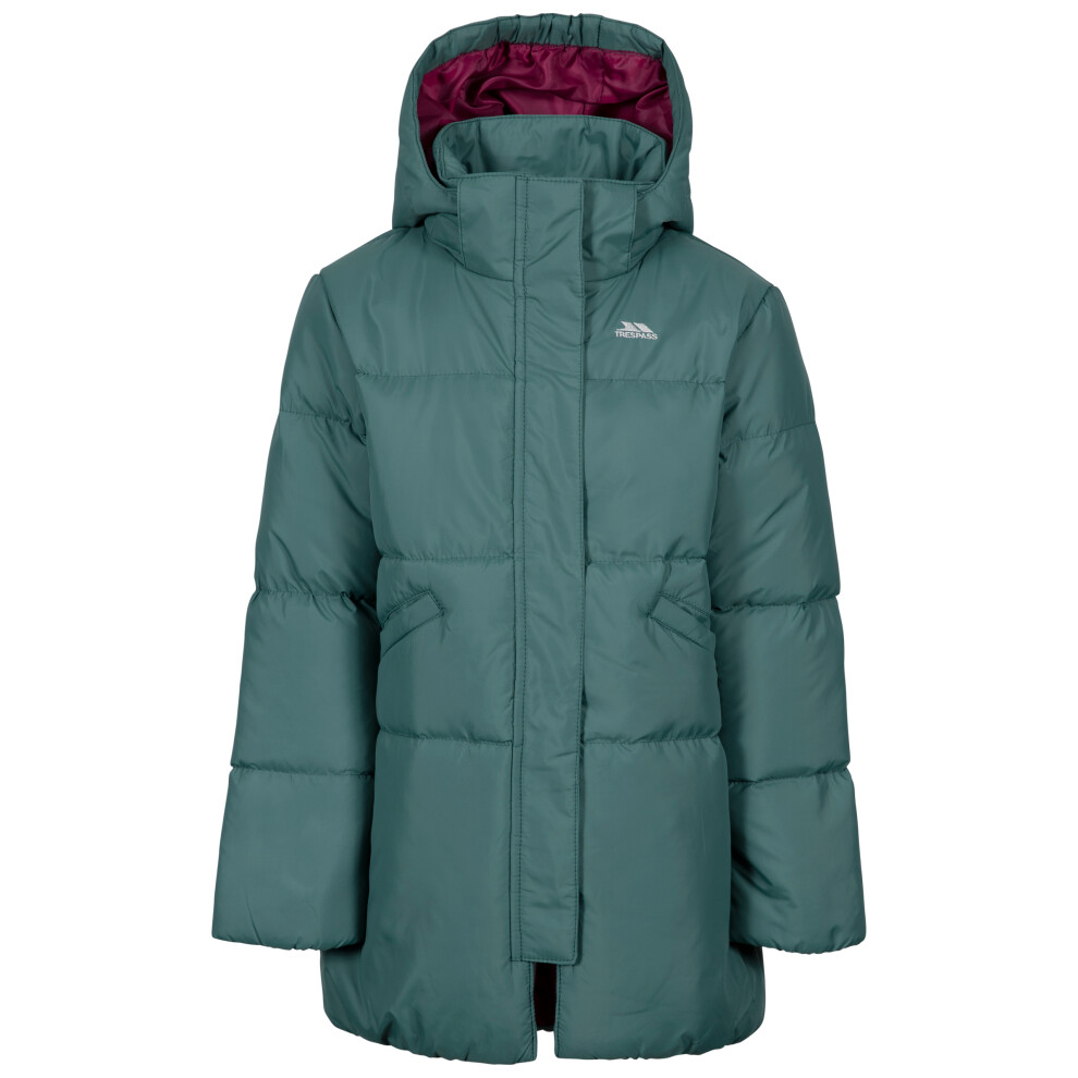 (9-10 Years, Spruce Green) Trespass Girls Waterproof Padded Jacket Ailie