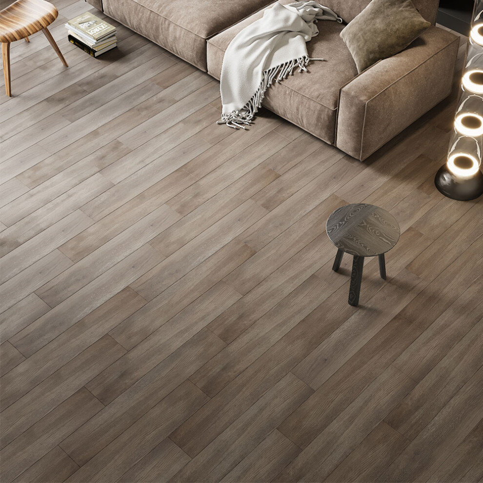 20Pcs 2.7㎡ Yellowish-Brown Wood Grain Thickened PVC Flooring Tiles