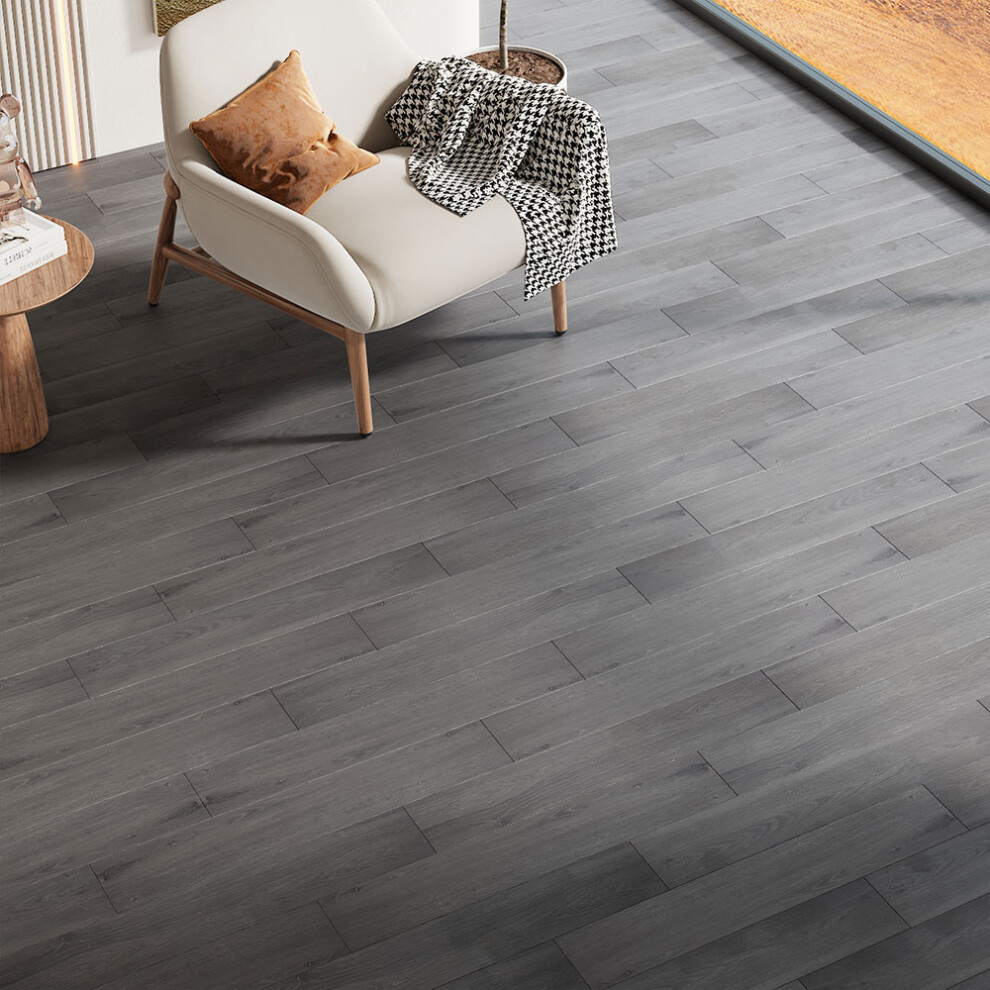 20Pcs 2.7㎡ Light Grey Wood Grain Thickened PVC Flooring Tiles