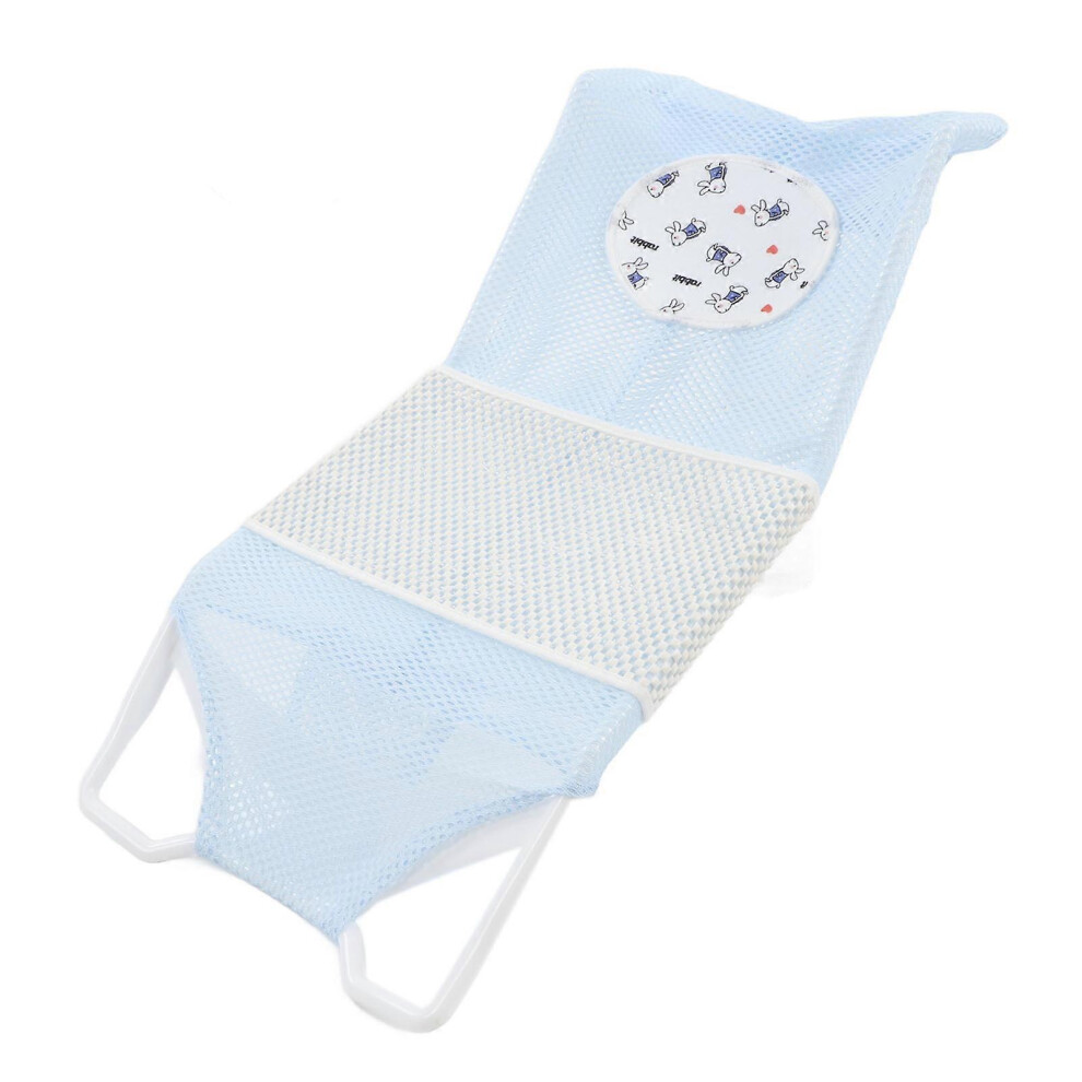 (Skyblue, One Size) Baby Mesh Bath Cushion Pad Cute Cartoon Safe Ergonomic Newborn Bathtub Support Net Mat For Home Lucky Step