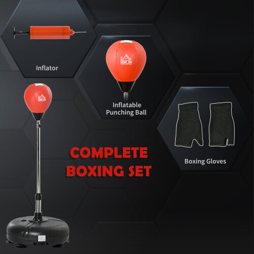 Homcom HOMCOM Punching Bag with Stand, Boxing Bag Set with Adjustable Height, Red 1