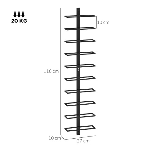 Homcom HOMCOM Wall Mount Wine Rack, Wall Wine Rack for 10 Wine Bottles, Black 1