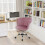 Costway Velvet Swivel Armchair Seashell Back Adjustable Vanity Computer Chair 7