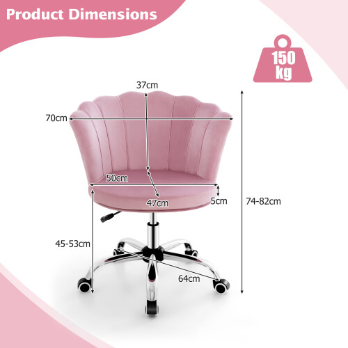 Costway Velvet Swivel Armchair Seashell Back Adjustable Vanity Computer Chair 2