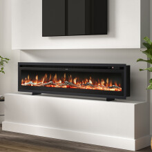 70 Inch 1800W Recessed Wall Mounted Electric Fireplace, Black