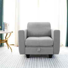 (Single Sofa) Hello-5ive Sofa Fabric Sofa Bed with Storage and Removable Back Cushion Covers