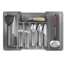 (Gray) Adjustable Extendable Cutlery Drawer Organiser