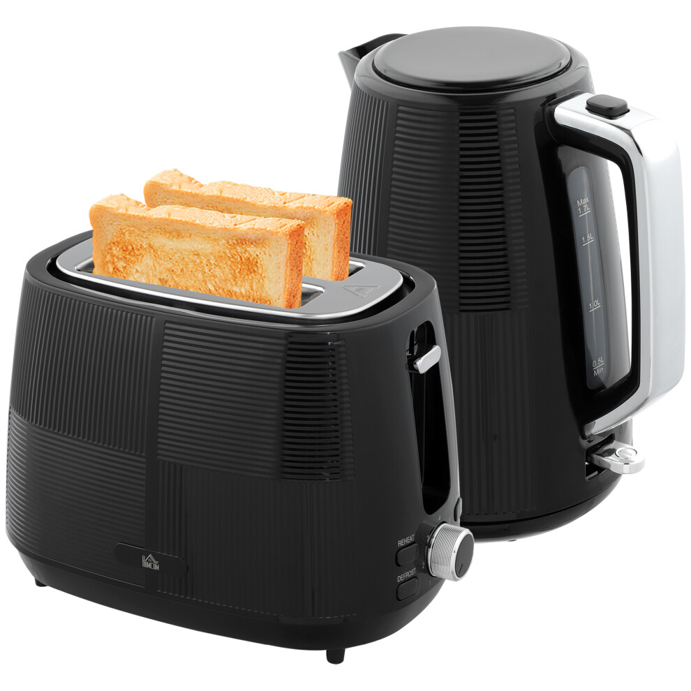 HOMCOM 1.7L Fast Boil Electric Kettle and 2 Slice Water Toaster Set, Black-image-OPC-PFXYQJT-NEW