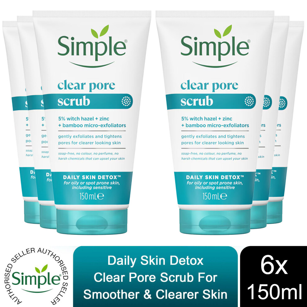 Simple Daily Skin Detox Clear Pore Scrub 150 ml pack of 6