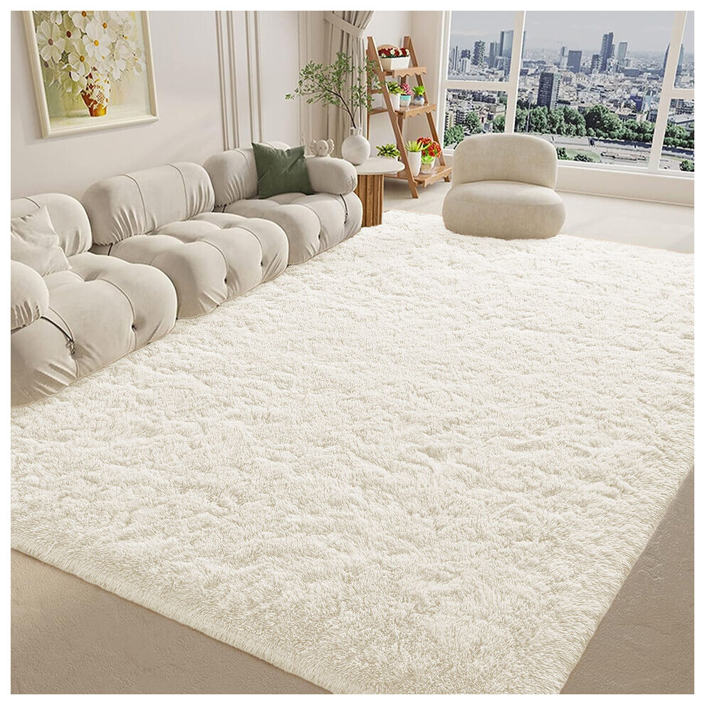 (200cm x 290cm (6ft 8" x 9ft 7")- Extra Large Rugs For Bedroom Living Room Area Floor Carpet Outdoor ) Cream Rugs Non-Slip Shaggy Livingroom Bedroom Mat
