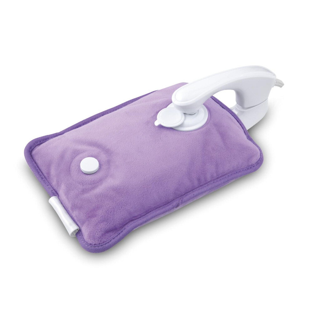 Carmen C85043PUR Rechargeable Hot Water Bottle, Soft Touch Fleece Cover, Hand Warmer, Automatic Temperature Control, Purple