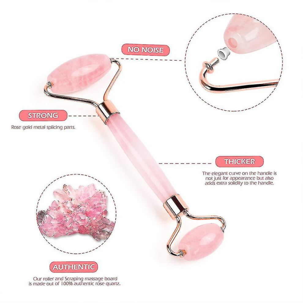 Jade Roller And Gua Sha Tool Set Rose Quartz Scraping Real Anti-aging