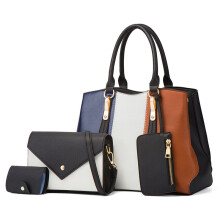 Frauen PU Leder Handtasche Messenger Umhängetasche Karte Geldbörse (4 Stück Set)