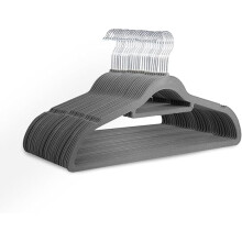 KEPLIN Velvet Hangers 30 Pack Non Slip Clothes Hangers with Tie Bar & 360° Hook, Grey
