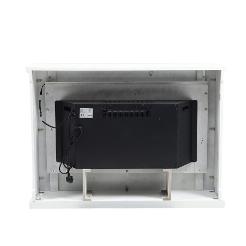 34 Inch Electric Fireplace With Ambient Light, White 2