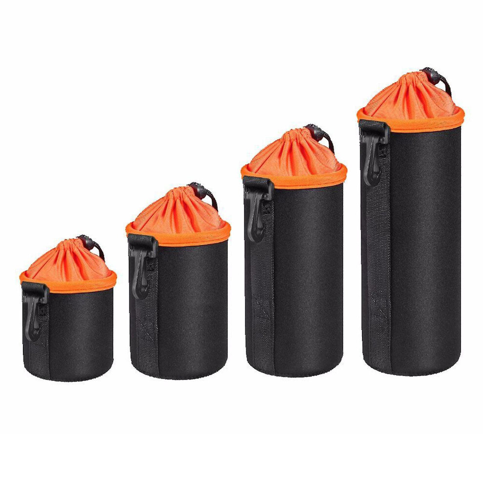 (Orange) 4Pcs Camera Lens Bag Waterproof Anti-Drop Soft Dslr Camera Lens Drawstring Protective Bag For Outdoor Orange 3247719454039