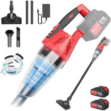 (With Two Batteries) Cordless Car Vacuum Cleaner Car Hoover Hand Held Vacuum Portable Hoover with LED Light, 5500PA Suction