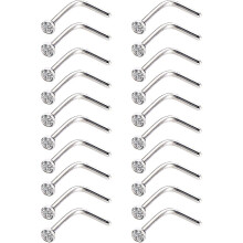 Nose Rings 20 Pcs Nose Screw Rings Studs Steel Piercing Jewelry, Stainless Steel L Shape Nose Stud Moon Curved Rod Nose Ring Piercing Jewelry