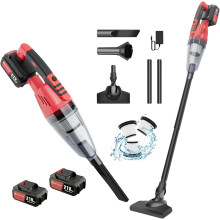 (With One Battery) Cordless Car Vacuum Cleaner, USB Car Hoover Hand Held Vacuum Cordless Car Vacuum Portable Hoover with LED Light Cleaner