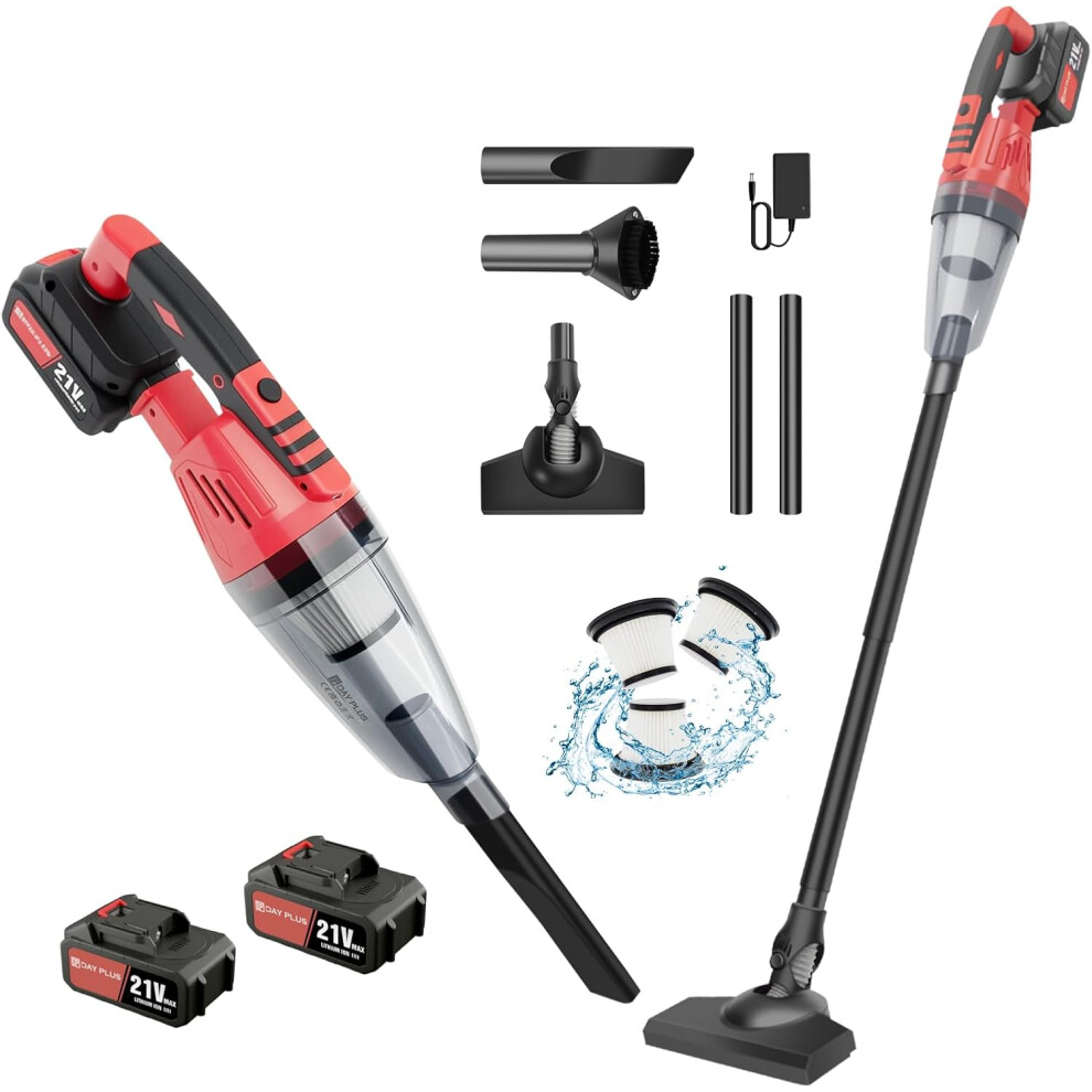 (With Two Batteries) Cordless Car Vacuum Cleaner, USB Car Hoover Hand Held Vacuum Cordless Car Vacuum Portable Hoover with LED Light Cleaner-image-OPC-PFXYS2P-NEW
