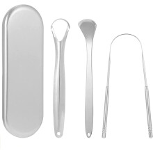 Tongue Scraper, 3 Pieces Stainless Steel Tongue Scraper for Tongue Cleaning Care