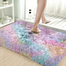 (50cm x 80cm (1ft 6in x 2ft 6in)- Small Bathroom Bath Mat/Door Mat) Fluffy Shaggy Rainbow Rug Anti Slip Soft Carpet UK