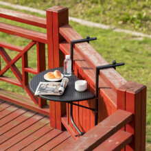 Folding Portable Hanging Rattan Indoor Outdoor Balcony Fence Patio Dinning Coffee Table