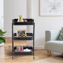 3 Tier Multipurpose Metal Mesh Rolling Foldable Cart Trolley For Salon Work Office Home utility cart, bar cart, craft cart, laundry cart, kitchen cart