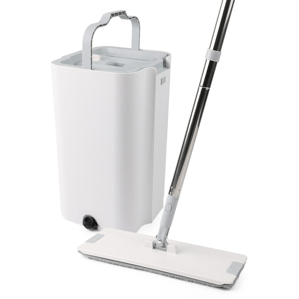 360° Extendable Telescopic Handle Flat Squeeze Dry Floor Mop Cleaner Bucket Set Kit