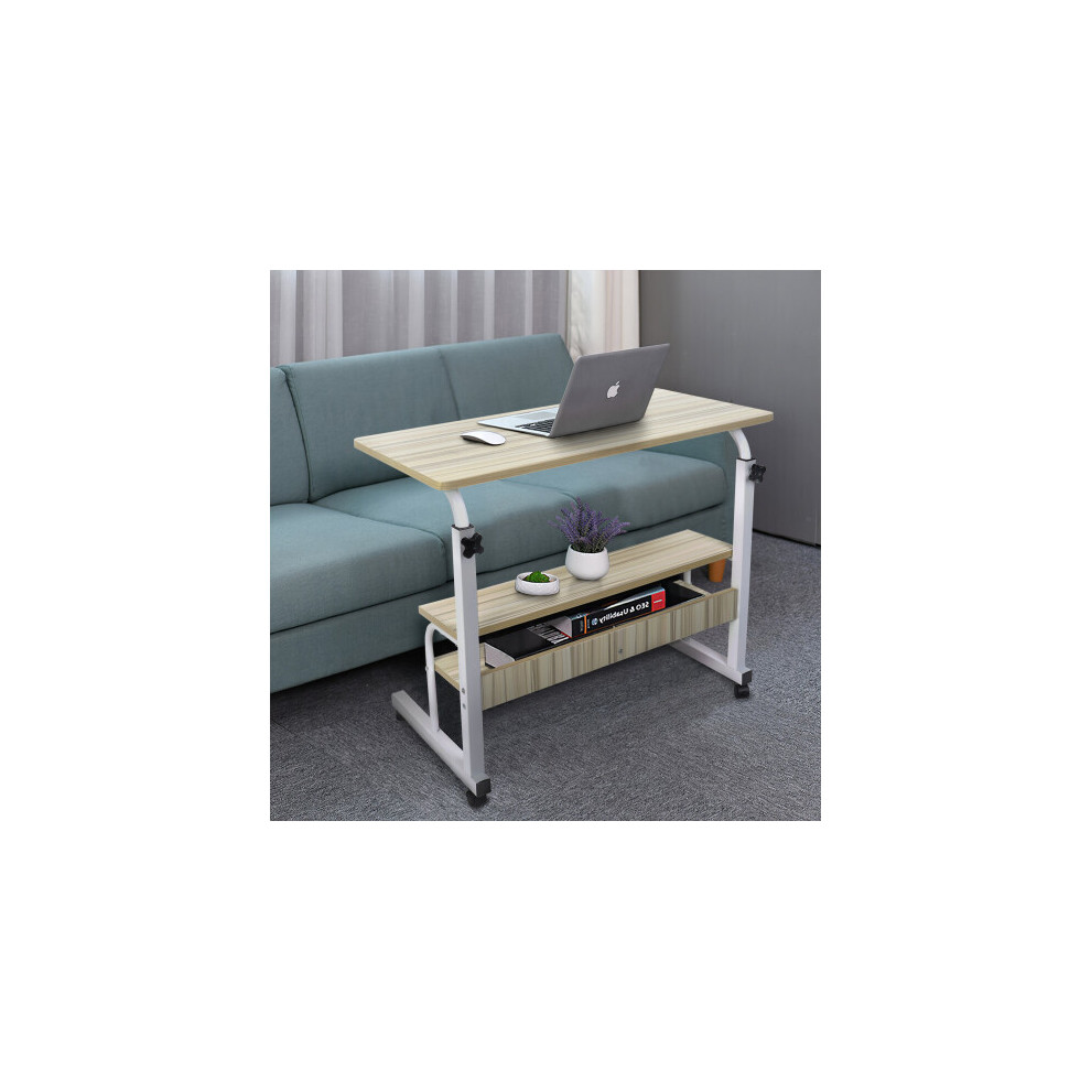 Ergonomic Adjustable Portable Rolling Bedside Work Breakfast Laptop Tray Table Desk Station