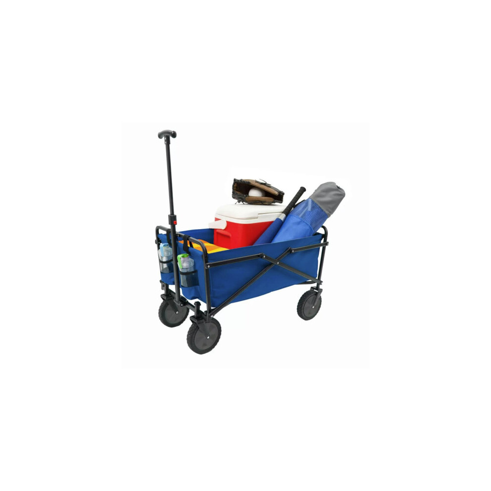 Hygrad Built To Survive Folding Manual Collapsible Outdoor Garden Shopping Picnic Utility Wagon Cart Wheelbarrow Truck Blue